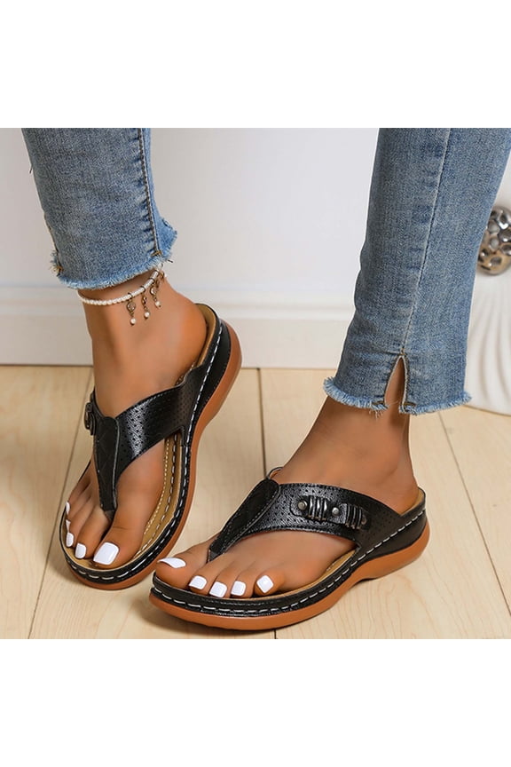 Women's Orthopedic Sandals Wedge Flip-Flops Outer Beach Sandals Comfortable Shoes With Ergonomic Soles