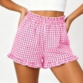 thumbnail image 1 of Binmer Women’s Plaid Print Elastic High Waist Shorts with Pockets,Casual Summer Beach Flowy Shorts Pink,Women's Plus M, 1 of 6