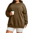 thumbnail image 1 of Binmer Women’s Plus Size Crew Neck Long‑Sleeve Sweatshirt, Oversized Casual Solid Color Pullover Top with Front Pocket,Sizes L-5XL, 1 of 9