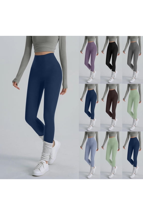 Women's Solid Color High Waisted Yoga Pants ,Fitted Athletic Leggings for Workout Coffee,Womens Plus XXL