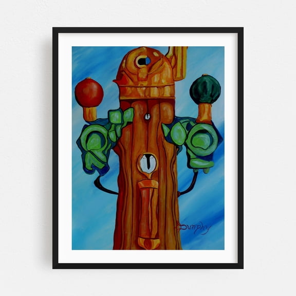 Binnacle - Painting Surrealism Abstract Modern Art Psychedelic Fantasy Whimsical Geometric Black Framed Wall Art Print 11 x 14 inches