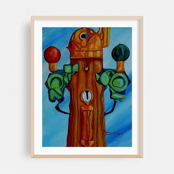Binnacle - Painting Surrealism Abstract Modern Art Psychedelic Fantasy Whimsical Geometric Oak Framed Wall Art Print 5 x 7 inches