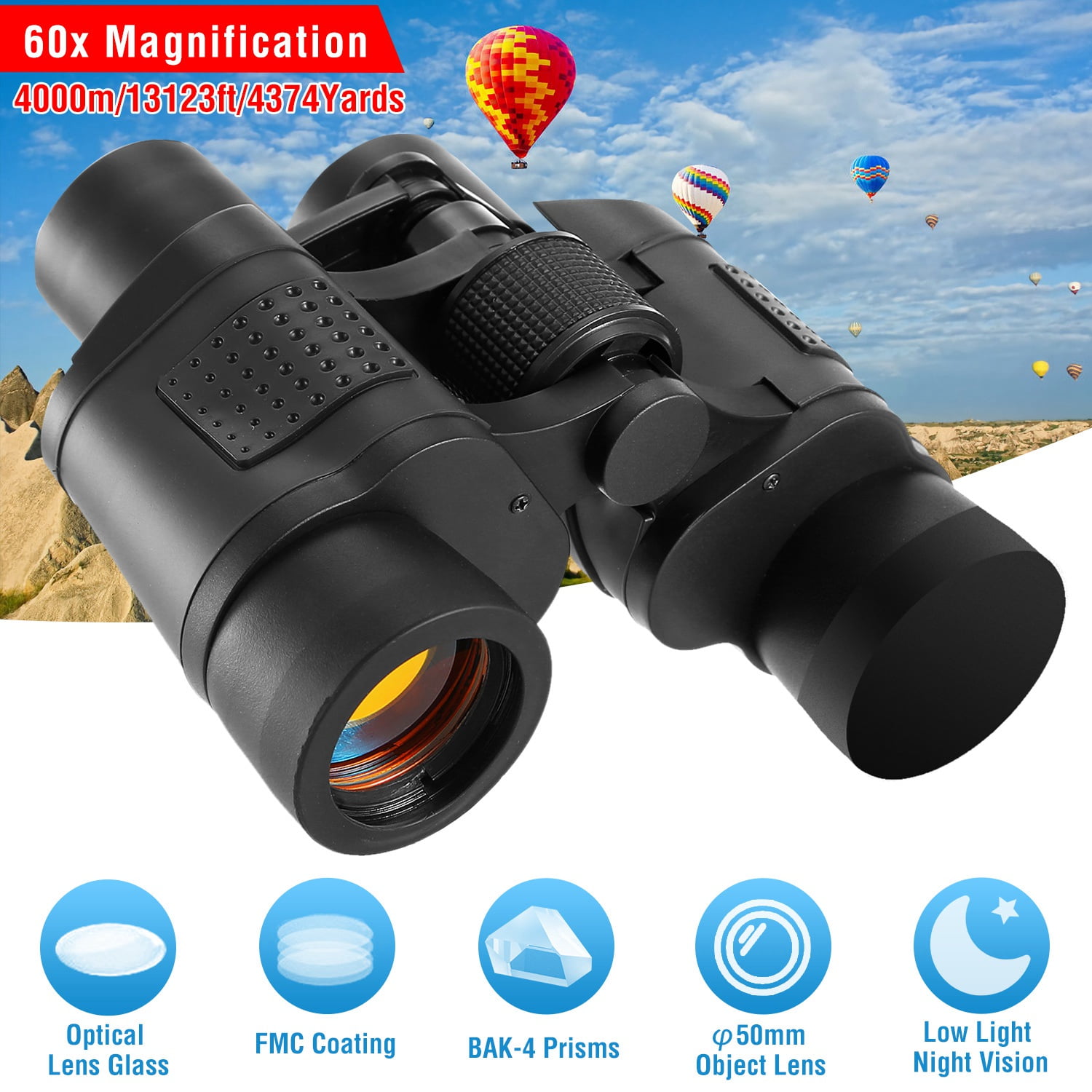 Binocular 60x50 for Adults,  High Power Binocular with FMC Lens, Night vision binoculars, Bird Watching Hunting Hiking Travel