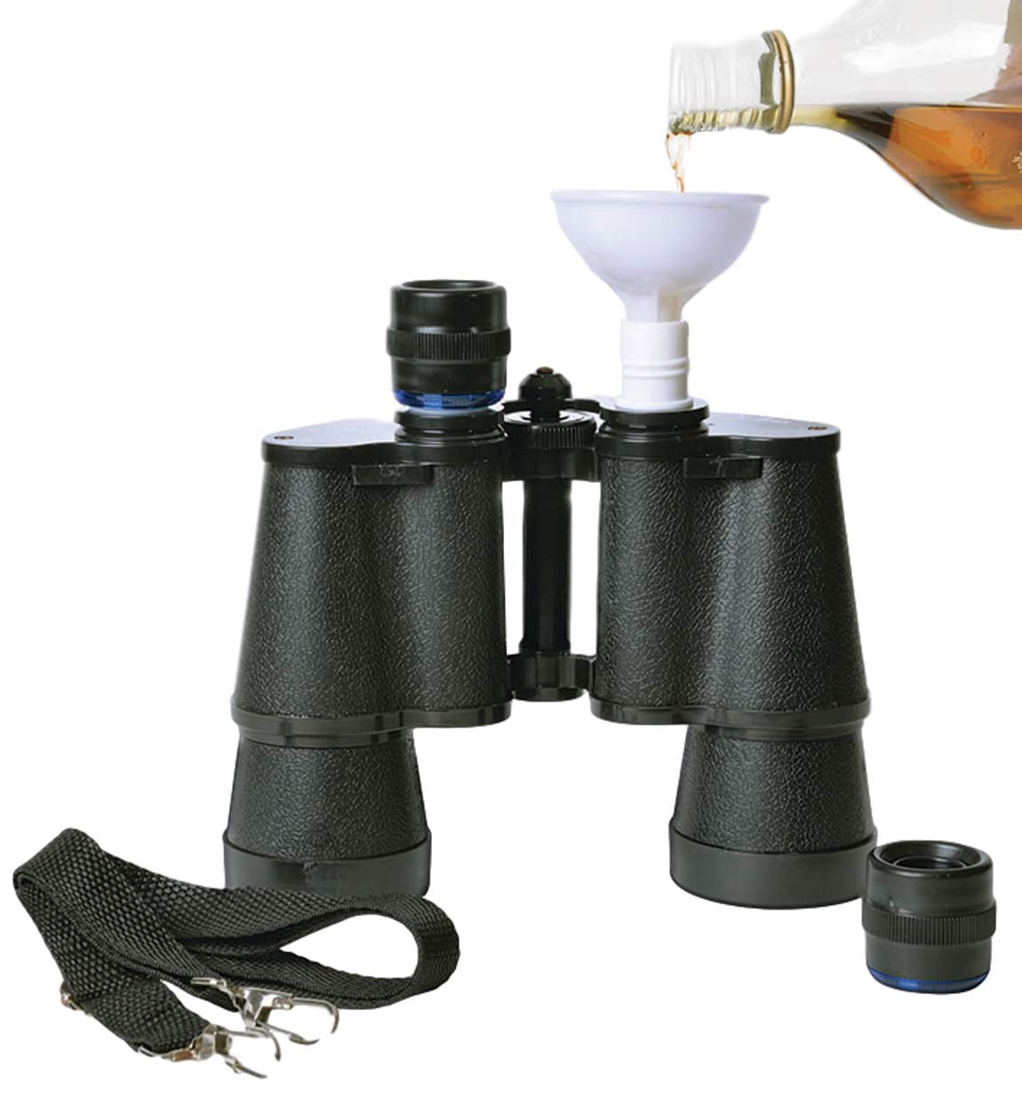 Binocular Flask with Funnel, Nylon Strap 16 oz Secret Flask, Hidden