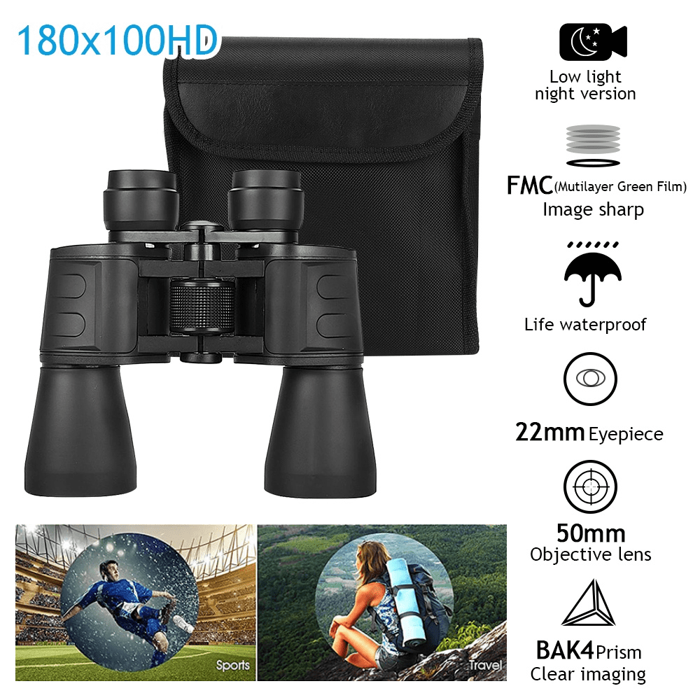 Binoculars 180x100, DFITO Binoculars for Adults and Kids with Low Light Night Vision, Compact Waterproof Binoculars