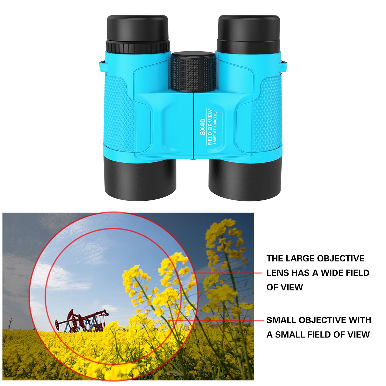 Binoculars - 8x30 Folding Optics, Lightweight Rubber Eyepiece, Educational Outdoor Toy for Bird Watching & Nature Exploration(Blue)