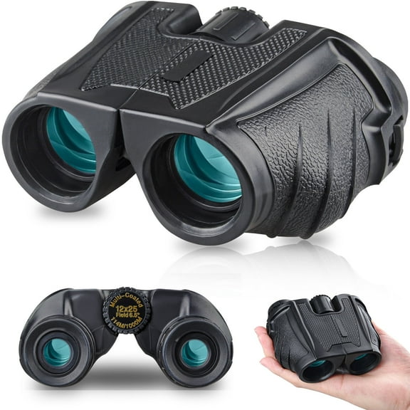 Binoculars for Adult, Hootek 12x25 Binoculars for Bird Watching and Hunting, High Magnification and Large View Night Vision Binoculars, Waterproof Clear BAK4 Prism FMC Lens, Compact Binoculars, Black