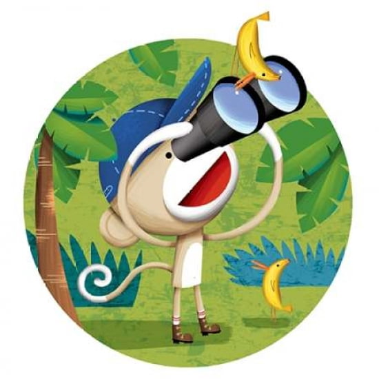 Binoculars Monkey Canvas Art - Kevin Zimmer (24 x 24)