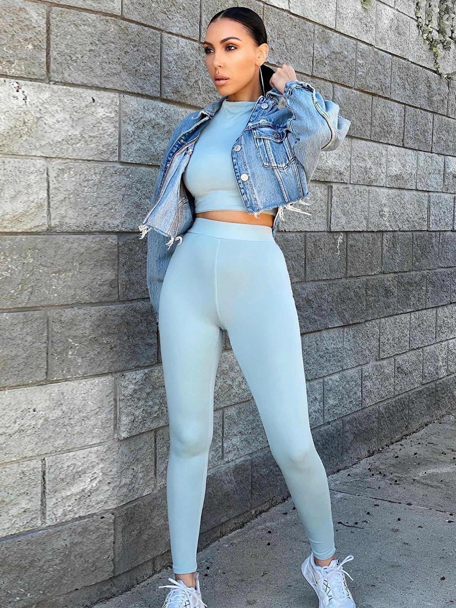 crop top and tight leggings