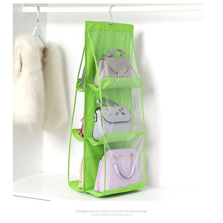 Binpure 6 Pocket Large Clear Shelf Bags Purse Handbags Hanging Bag Organizer Door Storage Closet Hanger