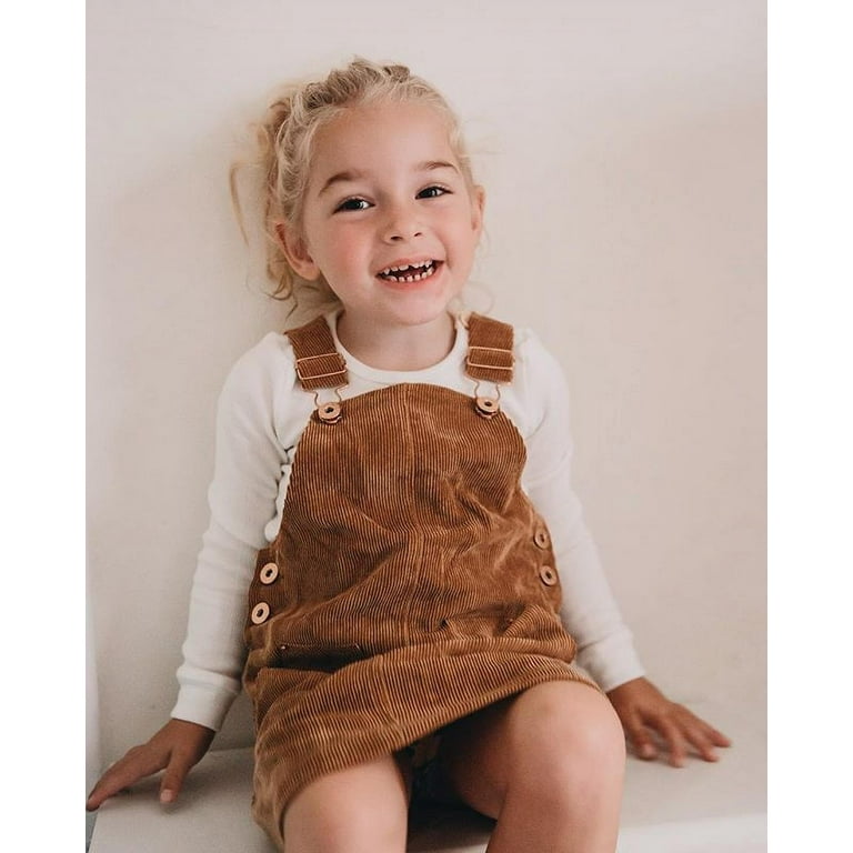 Binpure Baby Autumn Winter Clothes Solid Color Straight Suspenders Dress