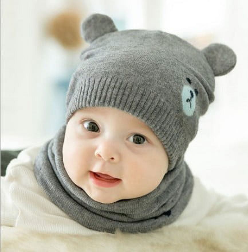 Binpure Baby Hat Scarf Suit Knitted Ears Bear Beanie Hat Claw