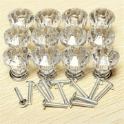 Binpure Crystal Glass Door Knobs 25 mm Diamond Shape Wardrobe Handle