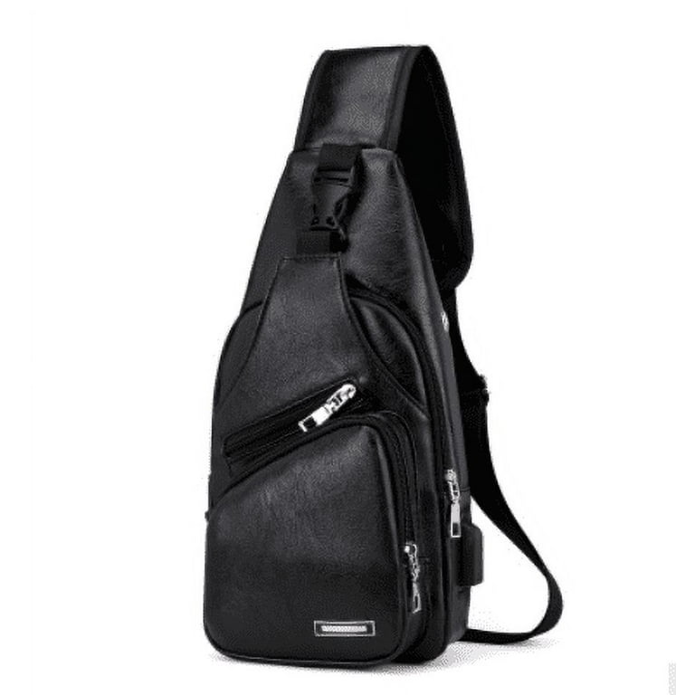 Binpure Men Shoulder Bag Sling Chest Pack Canvas USB Charging Sports Crossbody Handbag