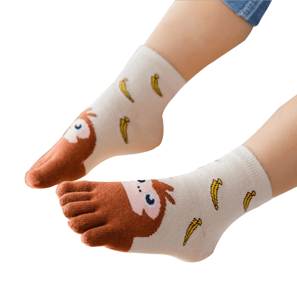 Toddler Kids Baby Girls Boys Winter Cotton Socks Animal Cartoon Five Fingers  Sock Hosiery Toe Socks 