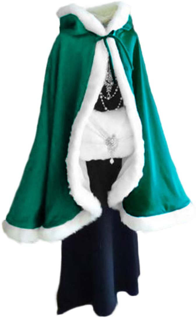 Binpure Womens Girls Cloak Tops Family Matching Velvet Christmas Hooded