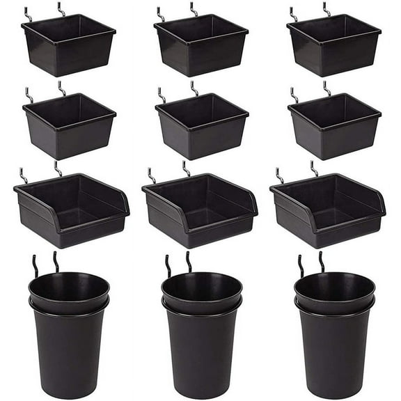 Bins Peg Board Cups with Hooks & 12 Pack, System Kit