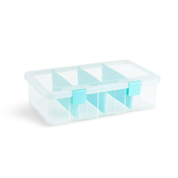 Bins & Things 4 Compartment Storage Container - 8x4x14(in) Blue - Craft/Bead/Art Supply Organizer