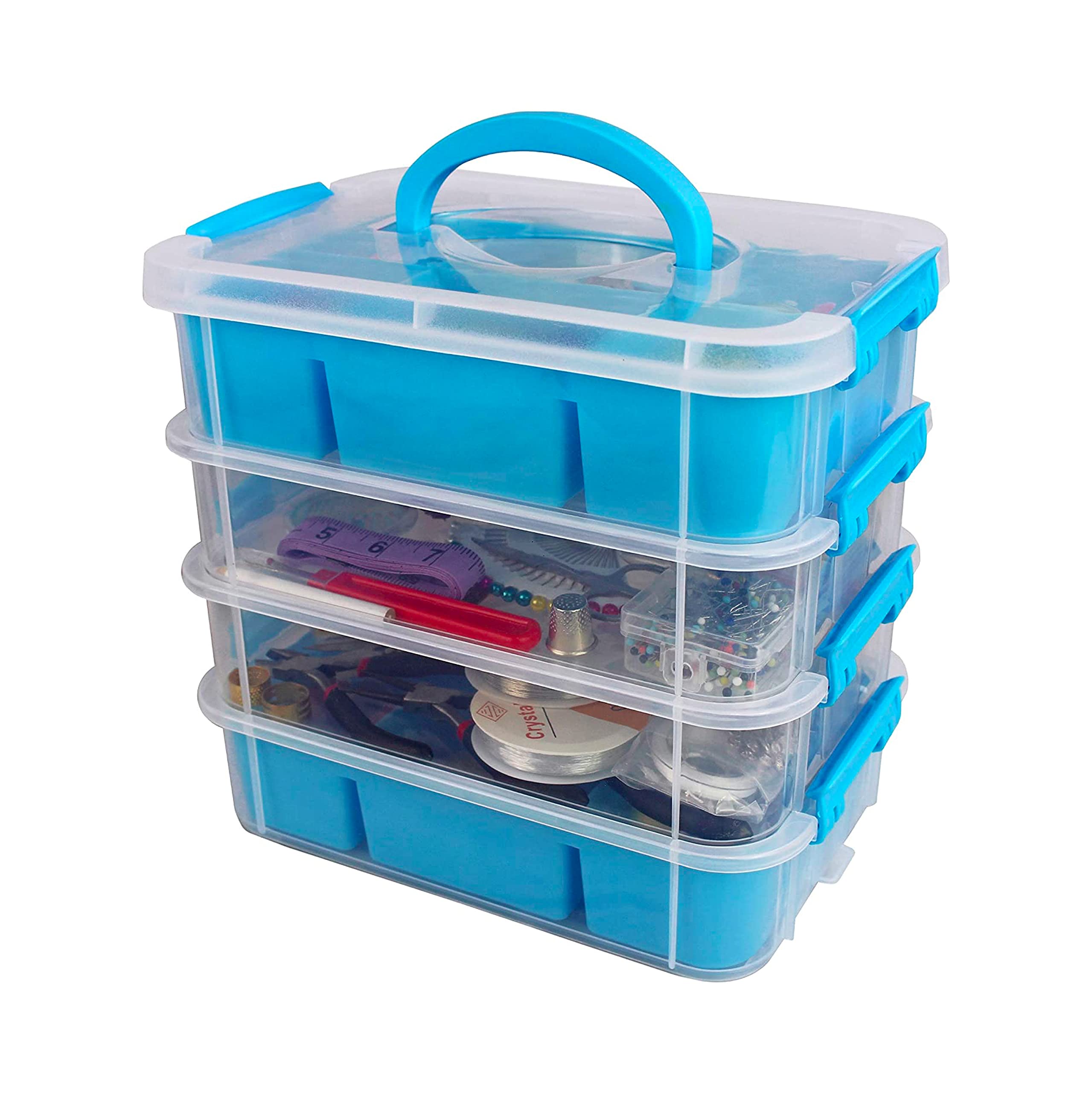 Bins & Things Stackable Storage Container with 2 Trays - Gray - Craft StorageCraft, Blue