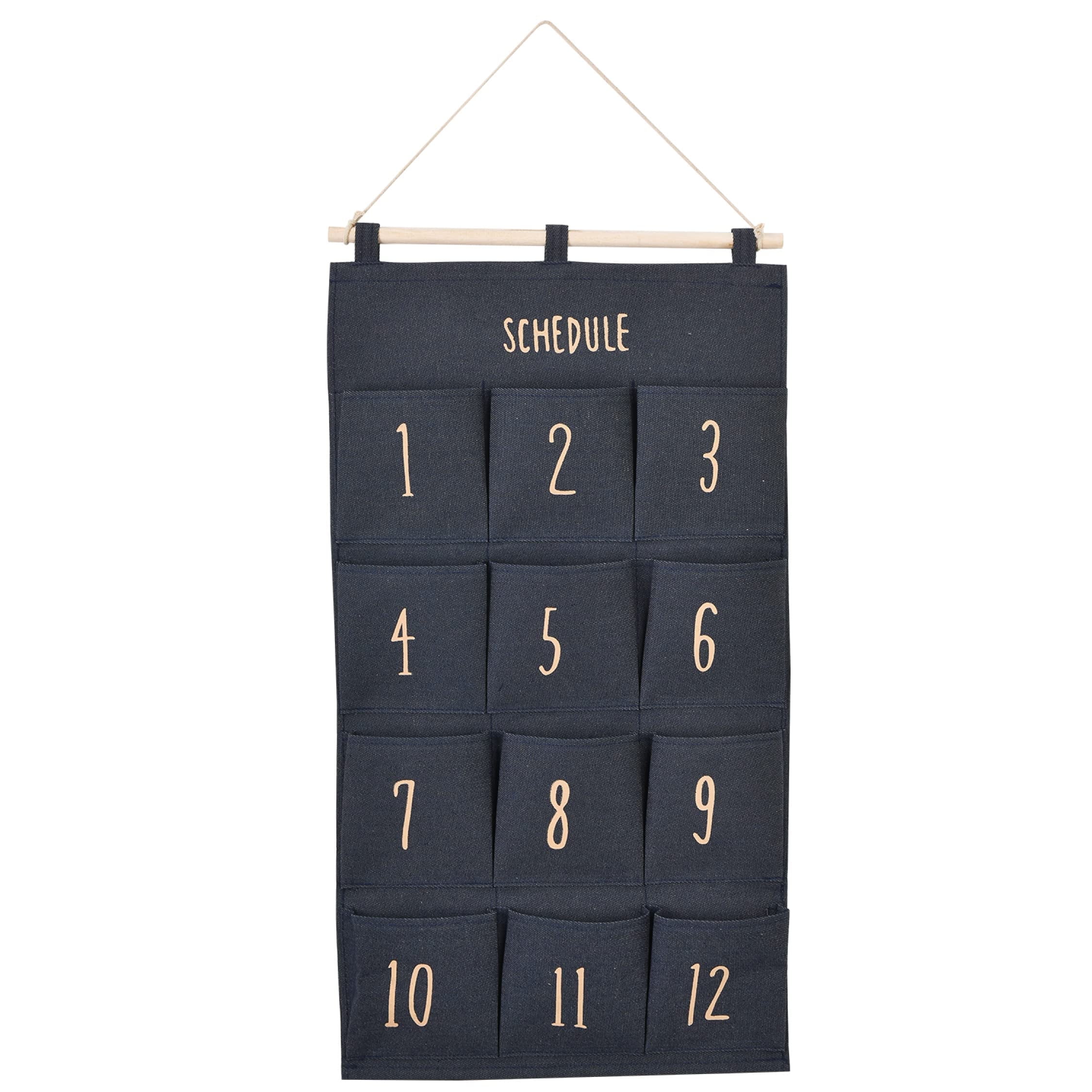 Black Linen Wall Hanging Organizer with 12 Compartments