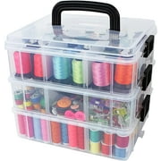 Bins & Things Stackable Craft Storage Container with 18 Adjustable Compartments - Clear Plastic Small Organizer Box for Beads, Art Supplies, Sewing & Lego - Craft Organizers and Storage Bins