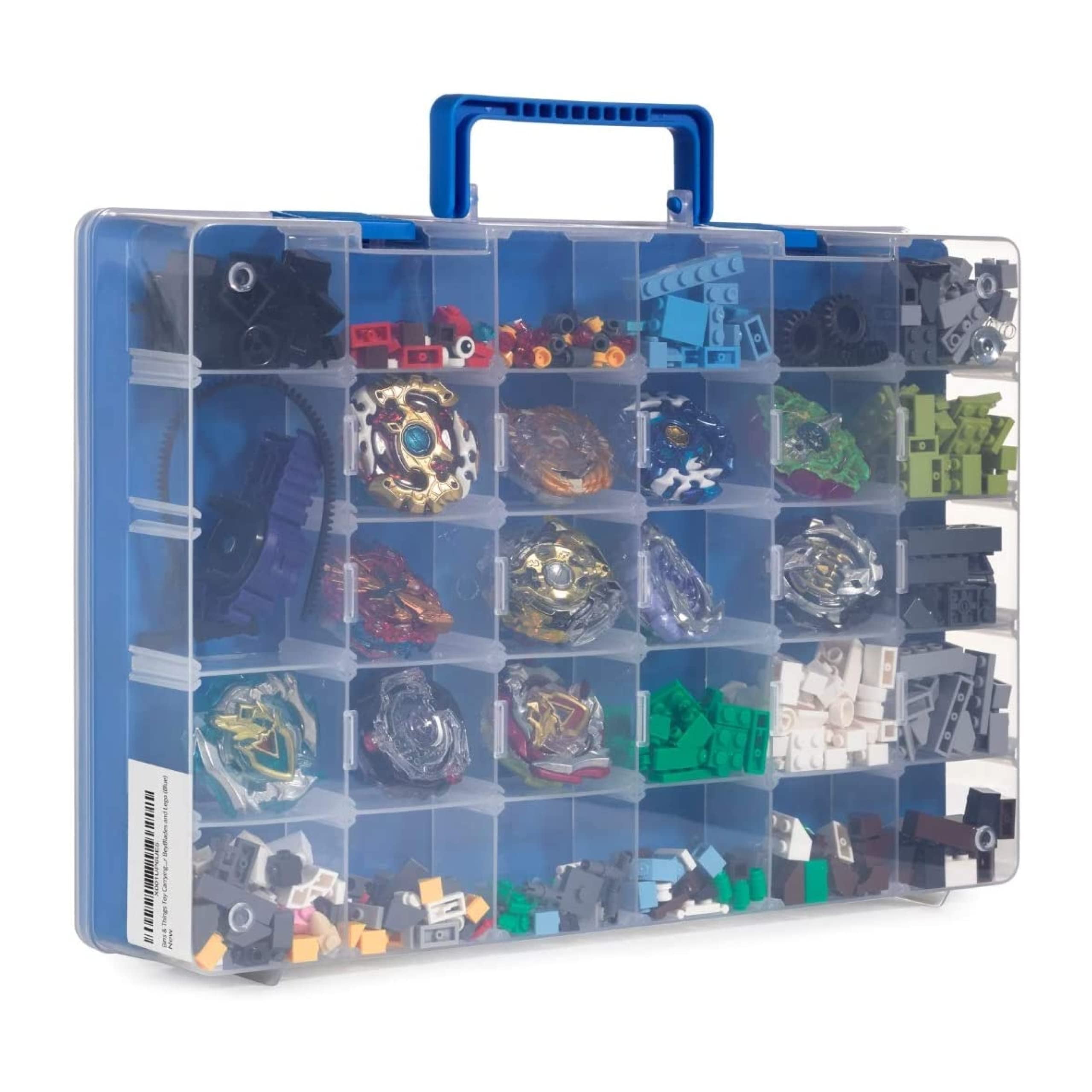 Blue Plastic Toy Organizer with 30 Compartments