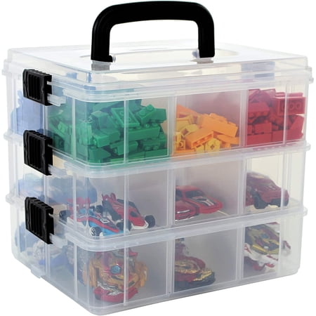 Bins & Things Toy Organizer With 18 Adjustable Compartments Compatible with Calico Critter, Hot Wheels, Lego Storage Organizer