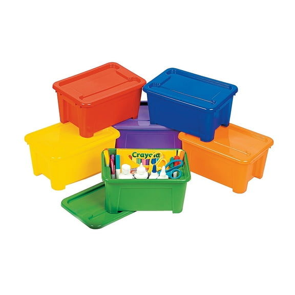 Bins With Lids - Educational - 6 Pieces