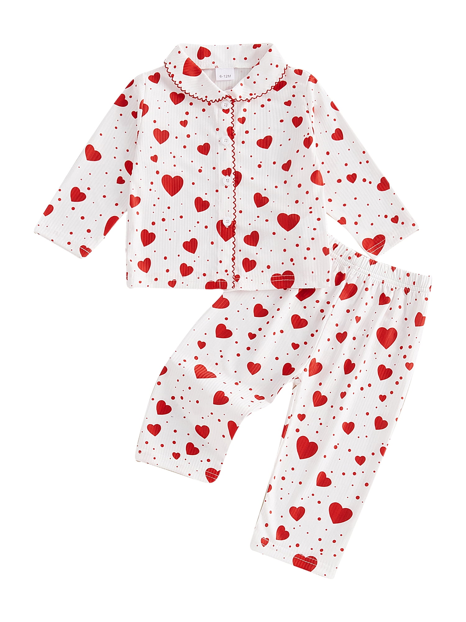 Binshrliy 2Pcs Toddler Baby Girl Valentine Pajamas Set Heart/Letter