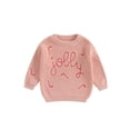 thumbnail image 1 of Binshrliy Baby Boy Girl Christmas Sweater for Infant Long Sleeve Letter Embroidered Pullover 3M 6M 9M 12M 18M 24M 3T Toddler Warm Jumpers Tops Fall Loose Knitwear, 1 of 6
