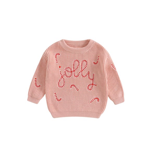Binshrliy Baby Boy Girl Christmas Sweater for Infant Long Sleeve Letter Embroidered Pullover 3M 6M 9M 12M 18M 24M 3T Toddler Warm Jumpers Tops Fall Loose Knitwear