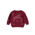thumbnail image 1 of Binshrliy Baby Boy Girl Christmas Sweater for Infant Long Sleeve Letter Embroidered Pullover 3M 6M 9M 12M 18M 24M 3T Toddler Warm Jumpers Tops Fall Loose Knitwear, 1 of 6