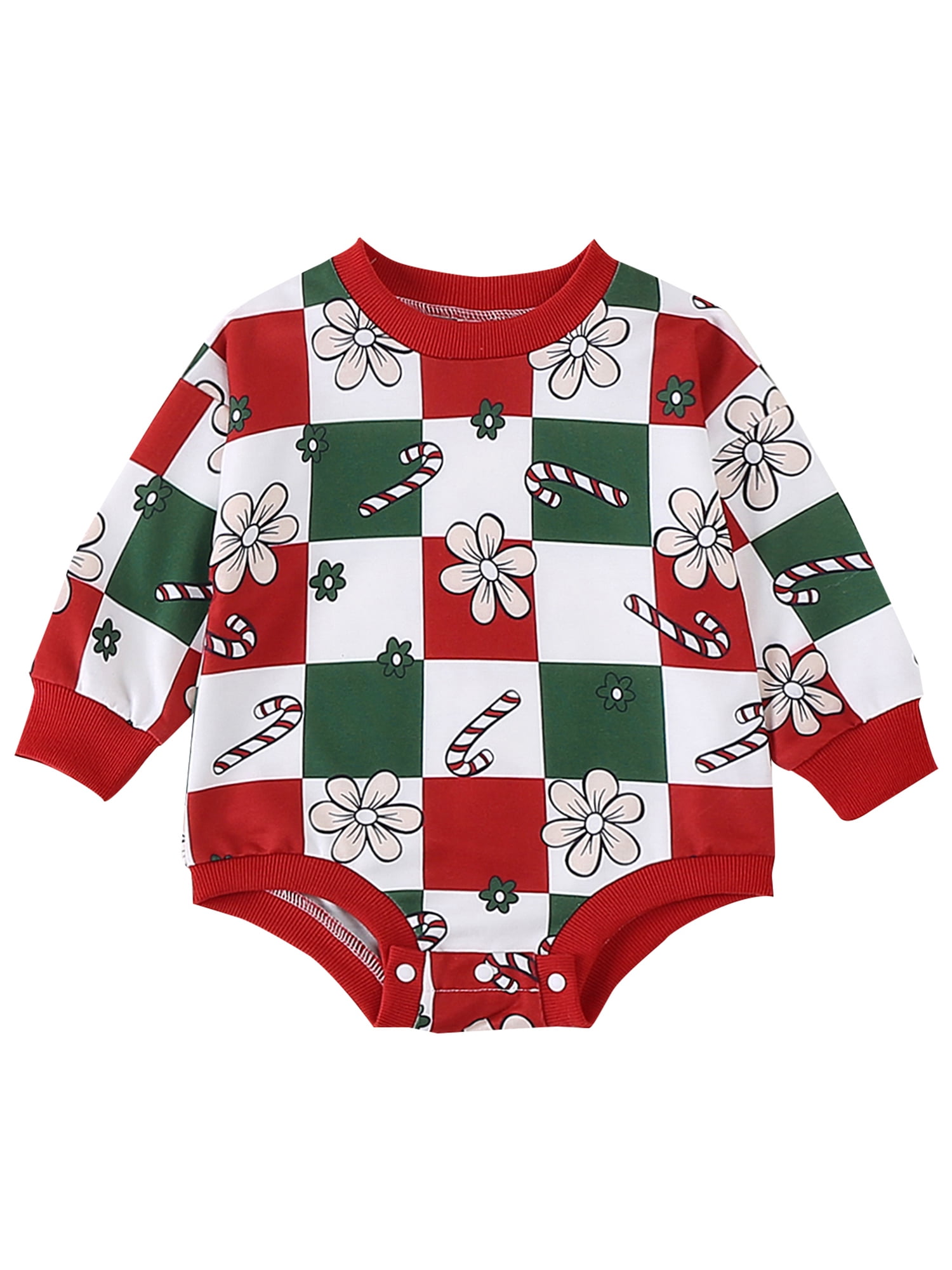 Newborn Baby Girl Christmas Outfit - Gingerbread Man Fleece Romper Dress Winter Onesie
