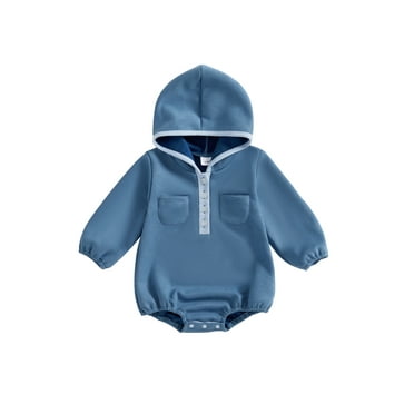 Binshrliy Newborn Baby Boy Romper Sweatshirt Long Sleeve Contrast Color Hooded Bodysuits Pullover 3M 6M 12M 18M Infant Casual Fall Clothes