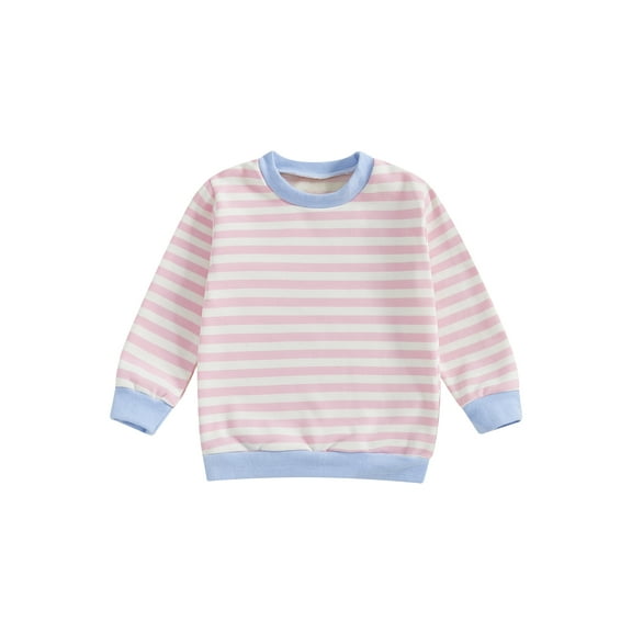 Binshrliy Toddler Baby Girl Boy Casual Sweatshirt Long Sleeve Striped Pullover 6M 12M 18M 24M 3T 4T Kids Fall Loose Tee Tops