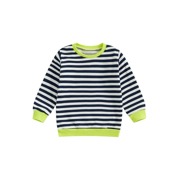 Binshrliy Toddler Baby Girl Boy Casual Sweatshirt Long Sleeve Striped Pullover 6M 12M 18M 24M 3T 4T Kids Fall Loose Tee Tops
