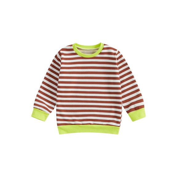 Binshrliy Toddler Baby Girl Boy Casual Sweatshirt Long Sleeve Striped Pullover 6M 12M 18M 24M 3T 4T Kids Fall Loose Tee Tops