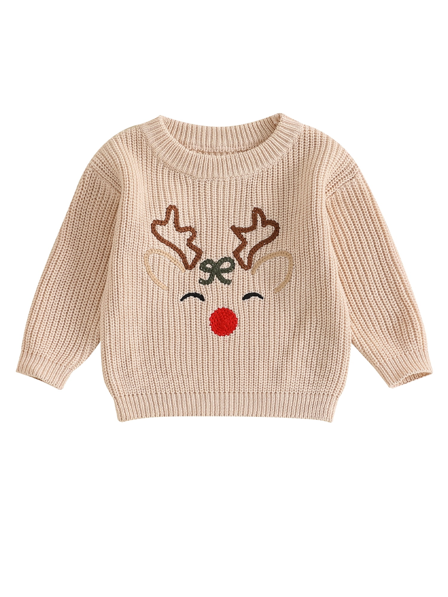 Binshrliy Toddler Baby Girl Boy Christmas Sweater Long Sleeve Reindeer
