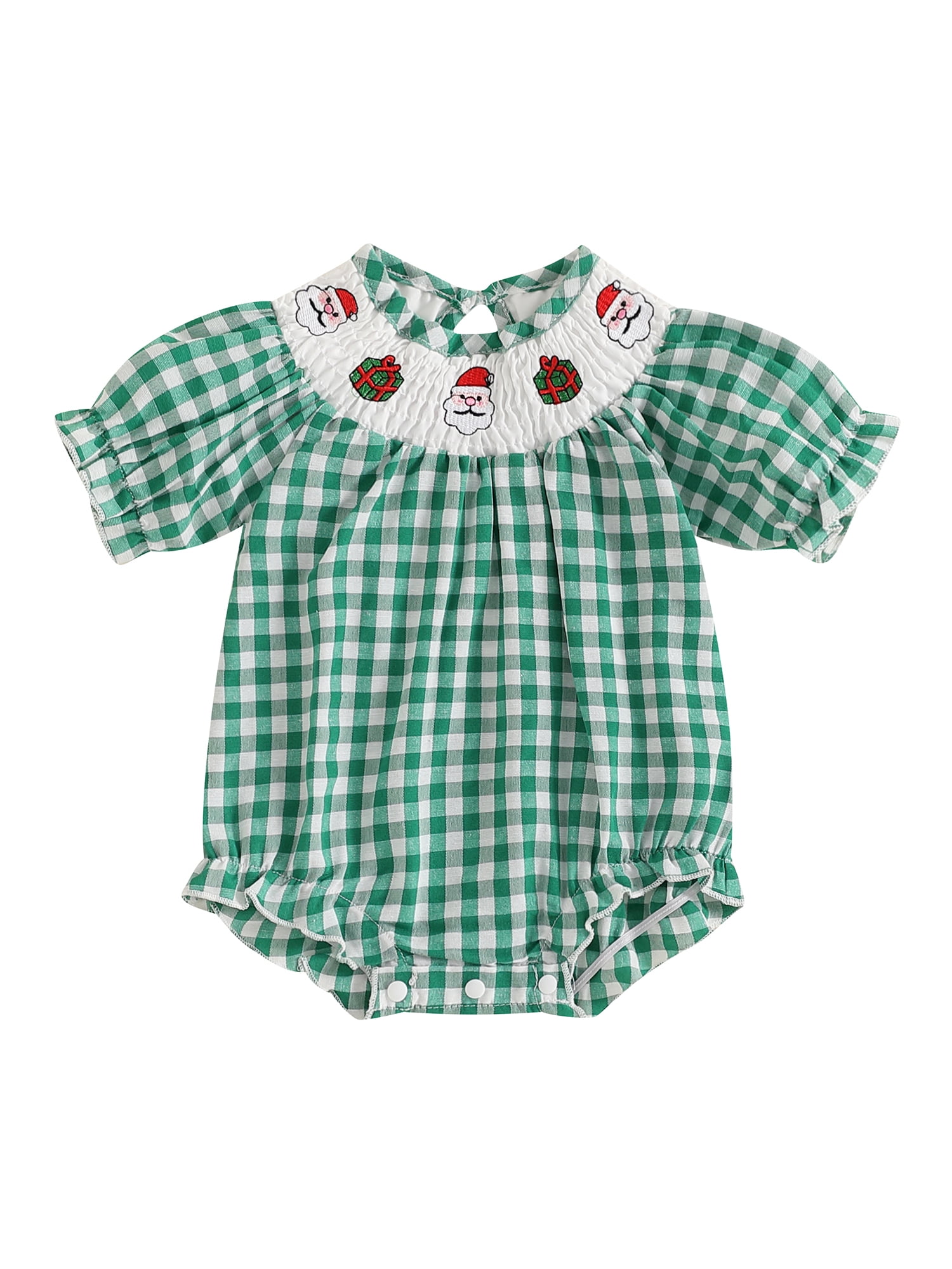 Binshrliy Toddler Baby Girl Christmas Rompers Short Sleeve Embroidery ...