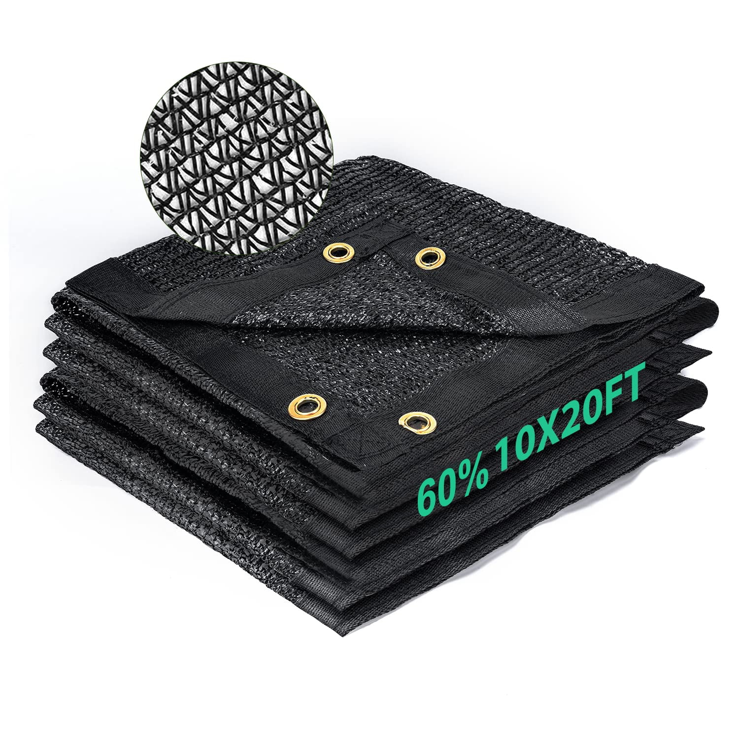 Aertyole Garden 60% Shade Cloth, Resistant Sun Shade Net 10x20FT Mesh Tarp with HDPE Material and Reinforced Grommets Shade Trap for Greenhouse, Plant, Pergola, and Backyard Patio Sunshade