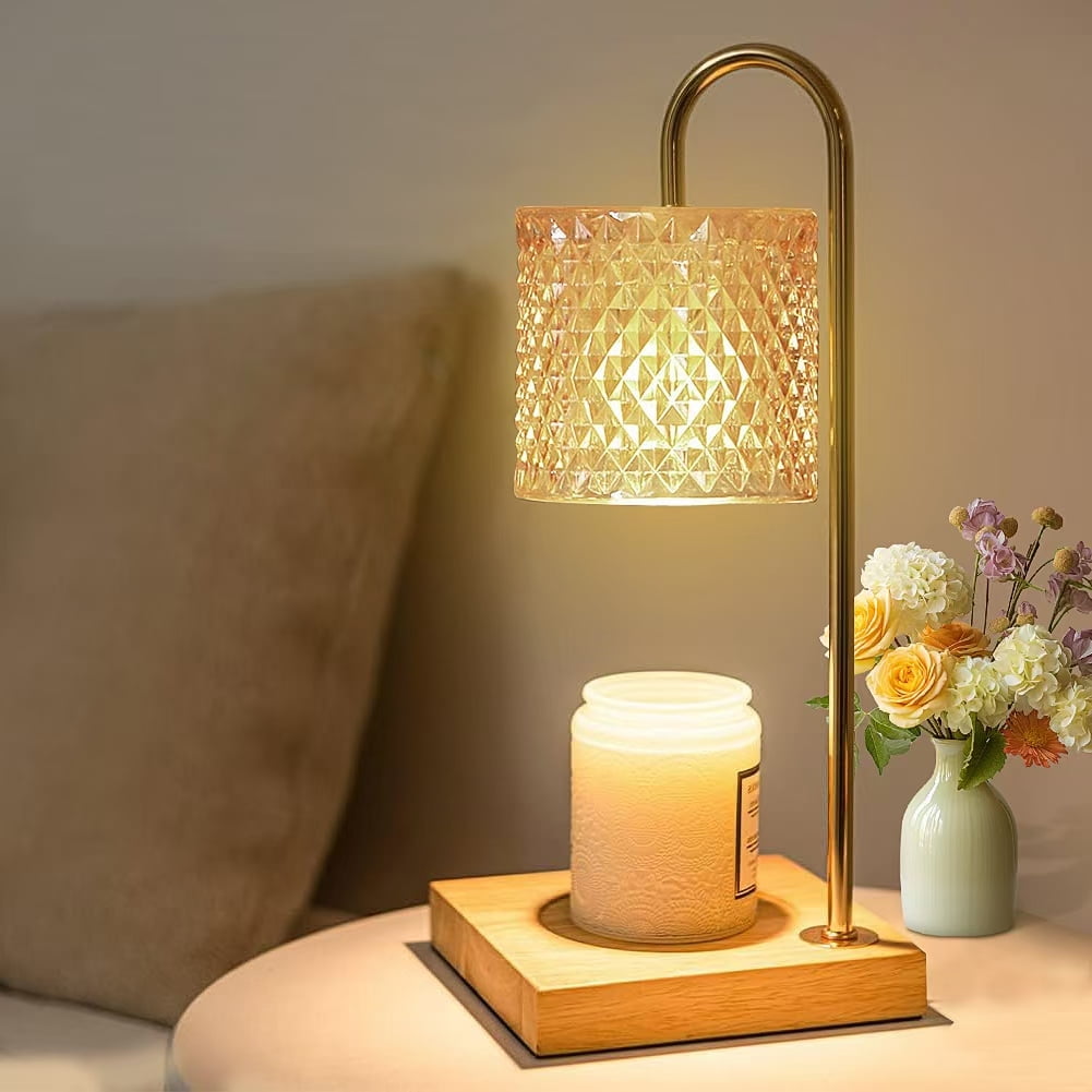 Aertyole Warm Candle Lamp with Bulbs, Timer and Dimmer, Electric Candle Lamp Warmer, House Warming Gifts New Home Bedroom Decor Dimmable Wax Melt Warmer for Scented Wax with 2 Bulbs, Jar Candles