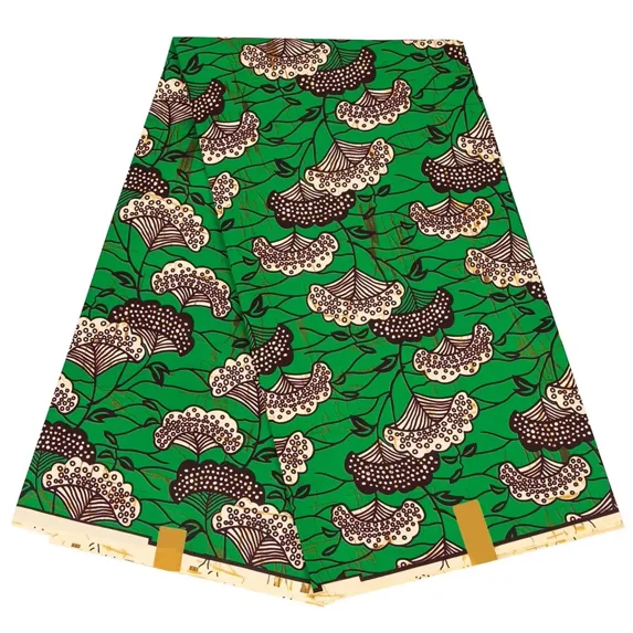 BintaRealWax 6 Yards Ankara African Fabric Polyester Green Wax Print Fabric for Sewing DIY Craft Party Dress