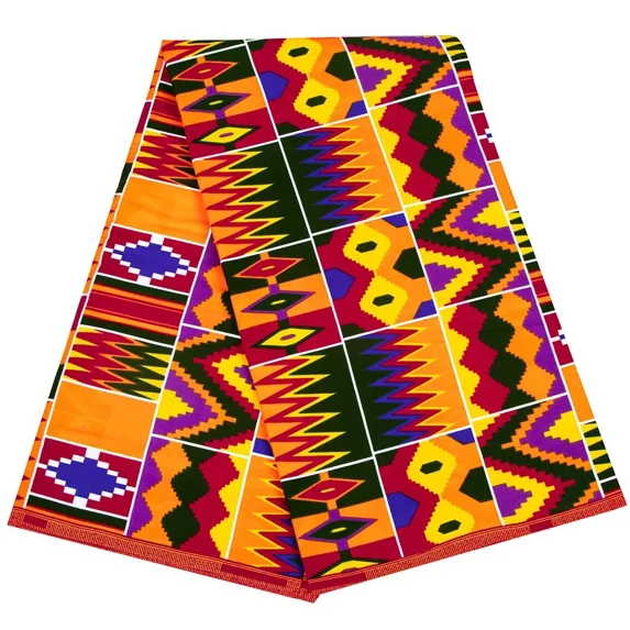 BintaRealWax African Fabric 6 Yards Cotton Wax Print Ankara Fabric for Sewing DIY Party Dress