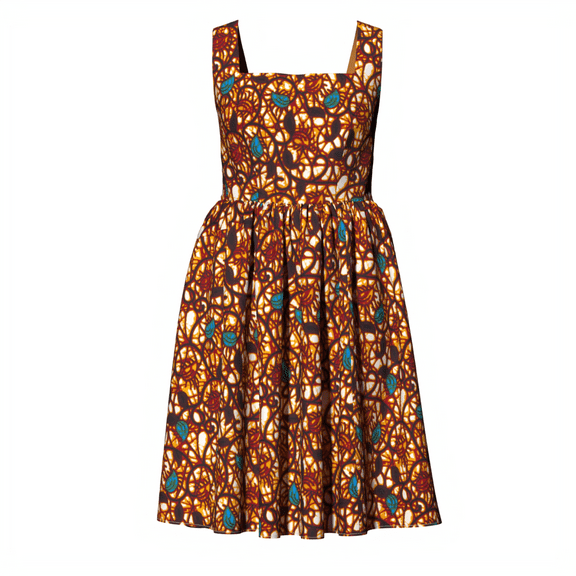 BintaRealWax Africa Dress for Women African Wax Print Dresses Dashiki Plus Size Africa Style Clothing for Women Dress WY10342