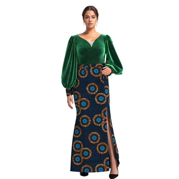 BintaRealWax Africa Dress for Women African Wax Print Dresses Dashiki Plus Size Africa Style Clothing for Women Dress WY10905