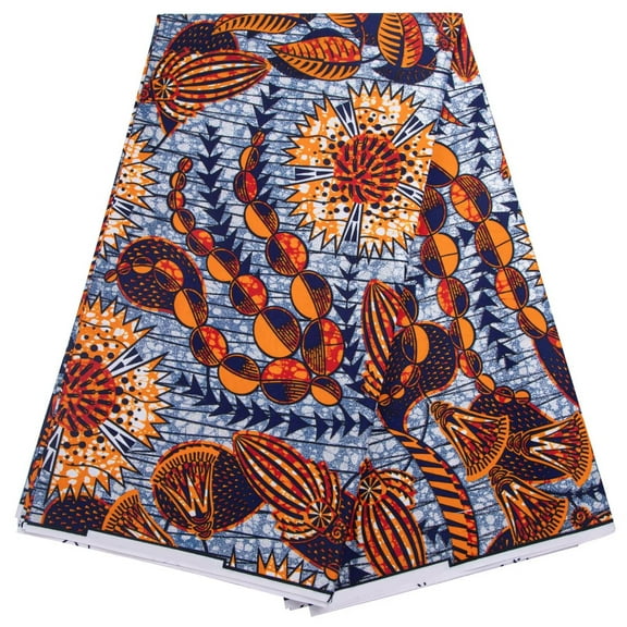 BintaRealWax African Batik Fabric Ankara Wax Print Kente Bronzing Gold Stamping Fabric 6 Yards Handmade DIY Clothing, Multi Purpose Fabric
