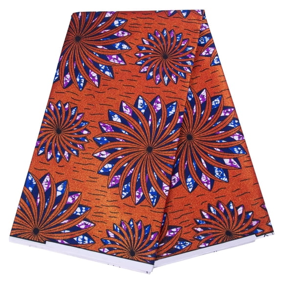 BintaRealWax African Batik Fabric Ankara Wax Print Kente Bronzing Gold Stamping Fabric 6 Yards Handmade DIY Clothing, Multi Purpose Fabric