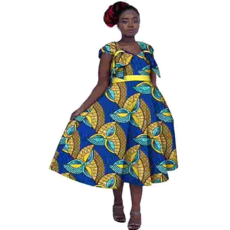 african pleated dresses Lace Stitching Pleated Hollow-out Plus Size African Dress For Women Randromet