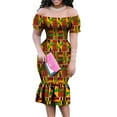 thumbnail image 1 of BintaRealWax African Dress for Women Off Shoulder Smocked Kente Print Long dress, 1 of 3