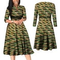 thumbnail image 1 of BintaRealWax African Dresses for Women Elegant V Neck Office Midi Dresses with Belt Riche Cotton Big Hem Midi Dress Africa Print Clothing batik flower cloth, 1 of 5